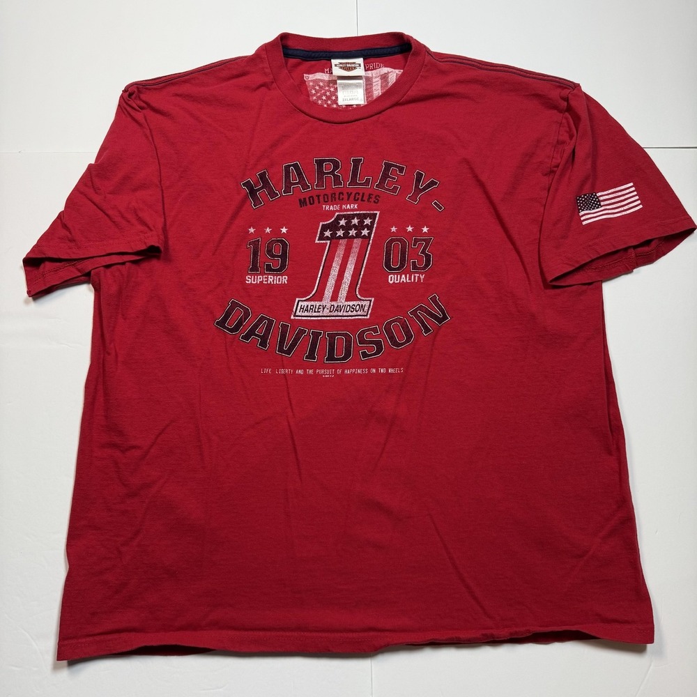Harley Davidson of Scottsdale Arizona USA Patriotic Biker Shirt Mens 2XL‎ Red